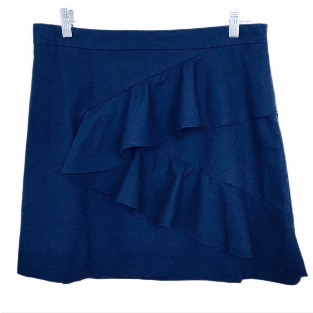 Linen Lux Navy Ruffle Skirt